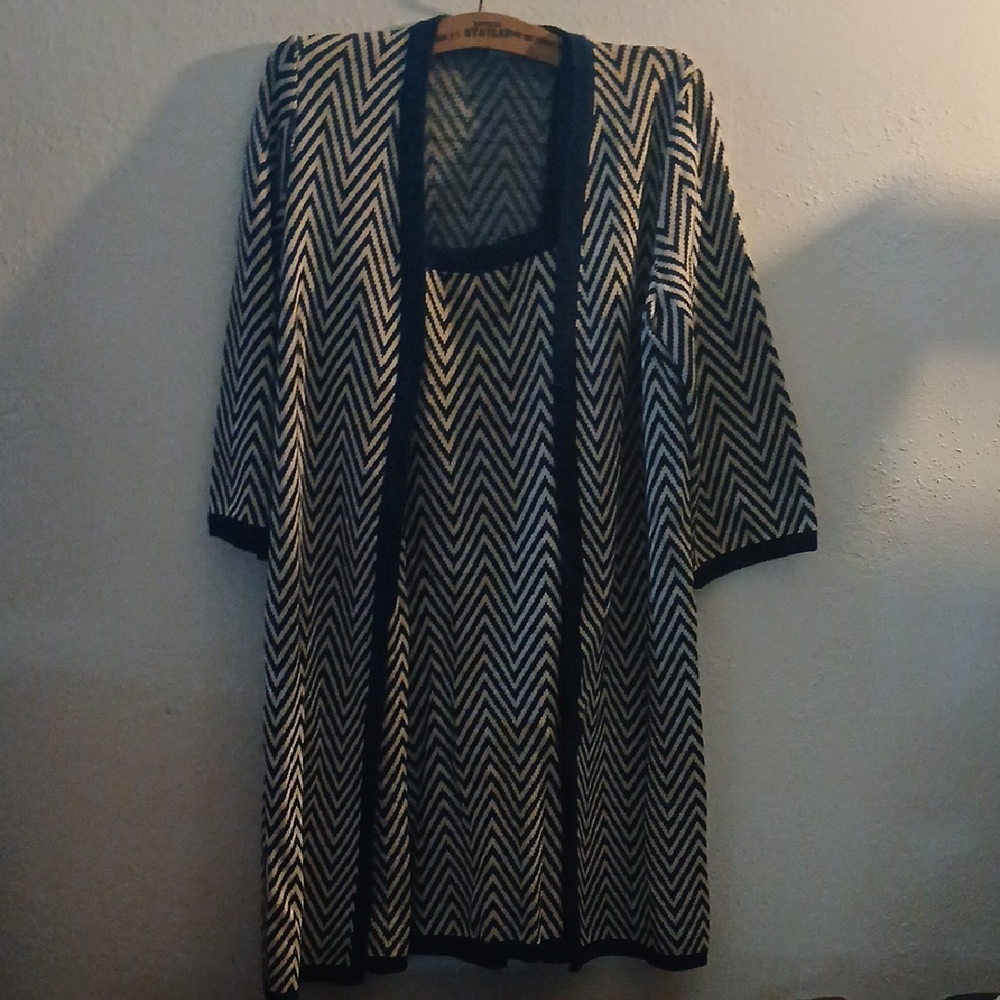 Givenchy Black and White Chevron Cardigan